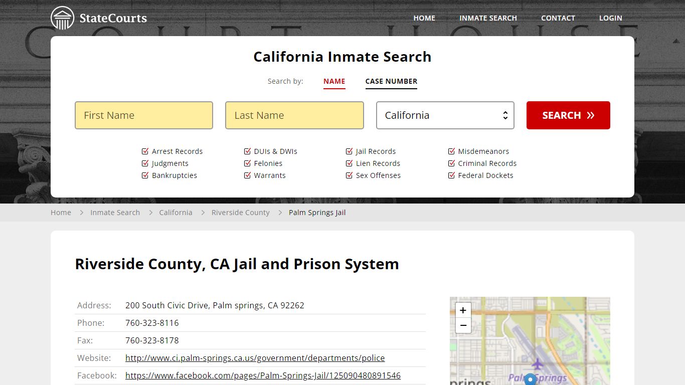 Palm Springs Jail Inmate Records Search, California - StateCourts