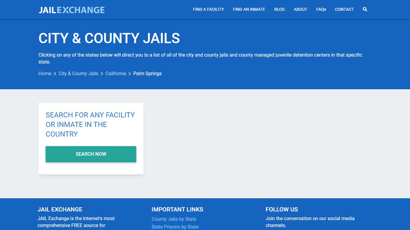 City & County Jails | California | Palm Springs | JailExchange